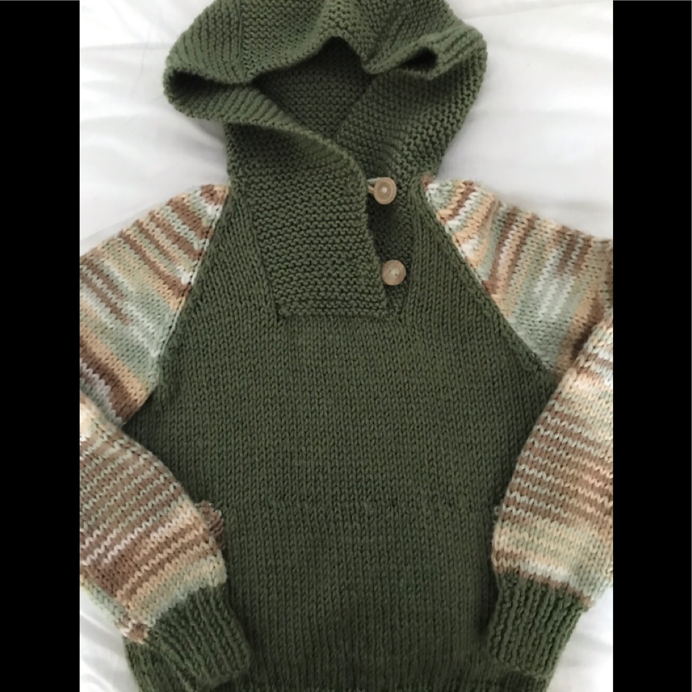 Hand knit sweater boys /girls hooded sweater